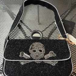 Skull and Crossbones Beaded Handbag NEW
