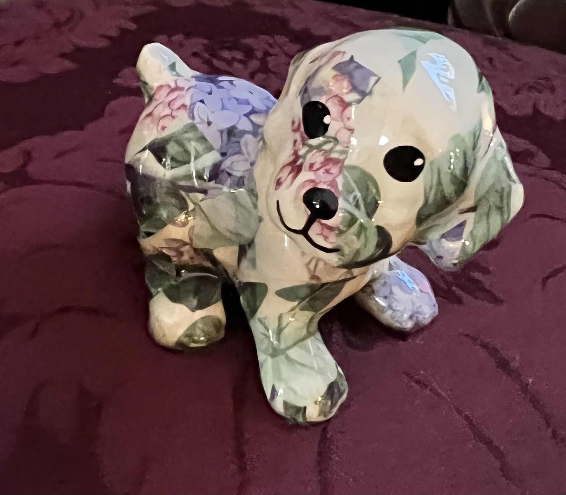 Porcelain Vintage Miniature Floral Puppy ๐ถ