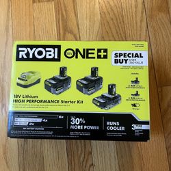RYOBI ONE+ 18V HIGH PERFORMANCE Starter Kit with 2.0 Ah Battery, (2) 4.0 Ah Batteries, Charger