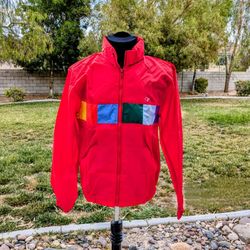 VTG 80s Ocean Pacific Montabert 2 Windbreaker Jacket Red Med OP Colorblock EUC