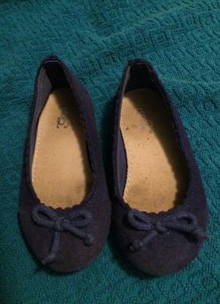 Gap girls shoes size 5 periwinkle blue leather upper ballet look blue cord bow at toes