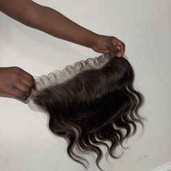 13*5 HD frontal Swiss lace transparent 10", unprocessed human hair