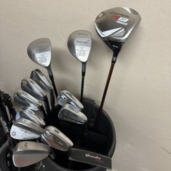 Mixed Golf Clubs Set With Bag And Push Cart 