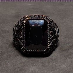 Sterling Silver And Onyx Men's Ring Size 10.5