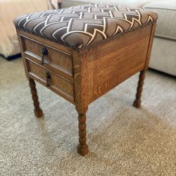 Antique Fabric End Table
