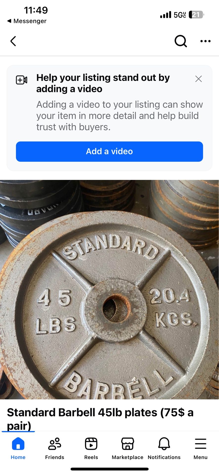45lb Plates 75$ A Pair