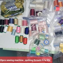 Used 55 pcs sewing machine , quilting threads h7a 30s