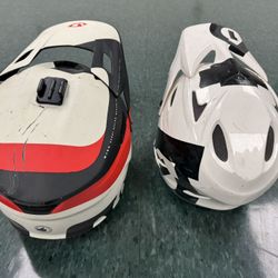 2 White Motocross Helmets – Giro & SixSixOne – Adult & Youth Size L – Low Price