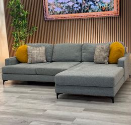 City Furniture Sectional Couch Slate Blue-Gray
