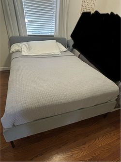 Full size grey bedframe and mattress