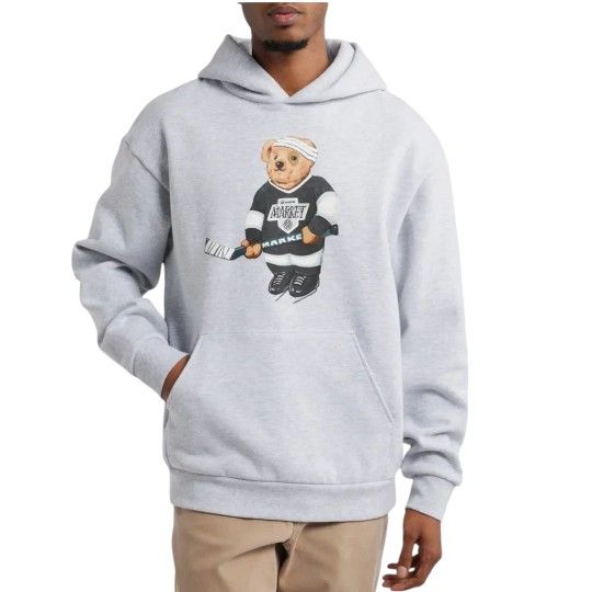 Chinatown Market Ash Heather Hockey Bear Hoodie Size XL NWT Sold Out MSRP $120