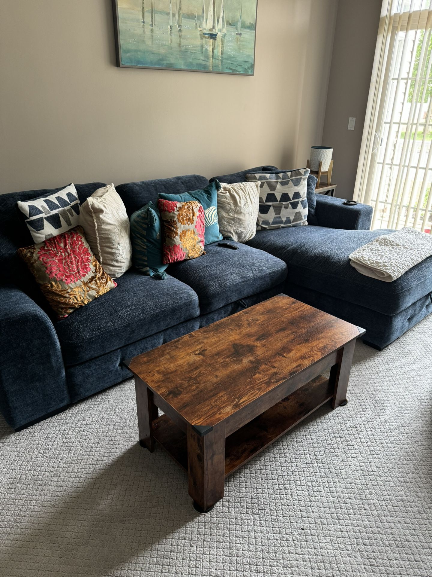 Couch with Pop Up Sleeper And Chaise