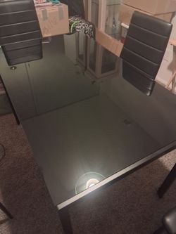 Black glass table