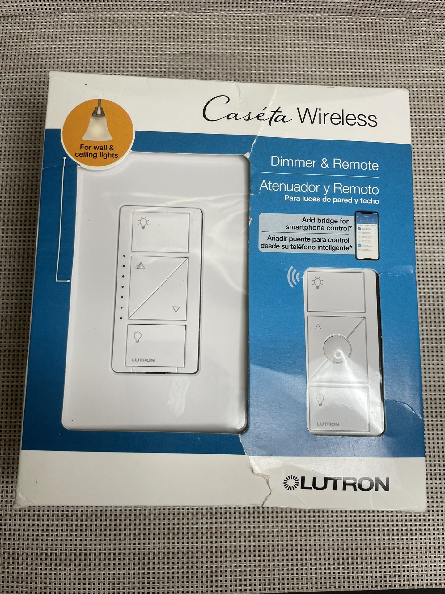 Brand new Lutron Caséta Wireless In-Wall Dimmer with Remote (Model: P-PKGIW-WH).