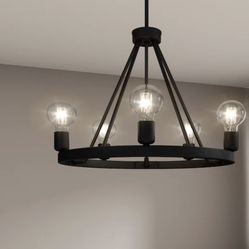 Quoizel Pendle Brooke 5 -Light Matte Black Modern/contemporary Bare bulb For Use in Bathrooms, Bedrooms, Dining Rooms, Foyers, Kit...