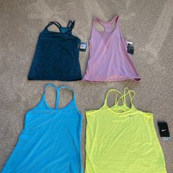 Nike Dri-Fit Singlets x 4  Teal, Agua, Rose, Yellow - XS