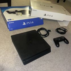 PlayStation 4 Slim 1TB Console + Controller + Cables Good Condition Original Box