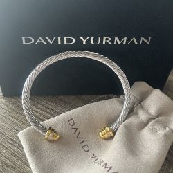 David Yurman Sterling Silver And 18k Gold Diamond Bracelet 