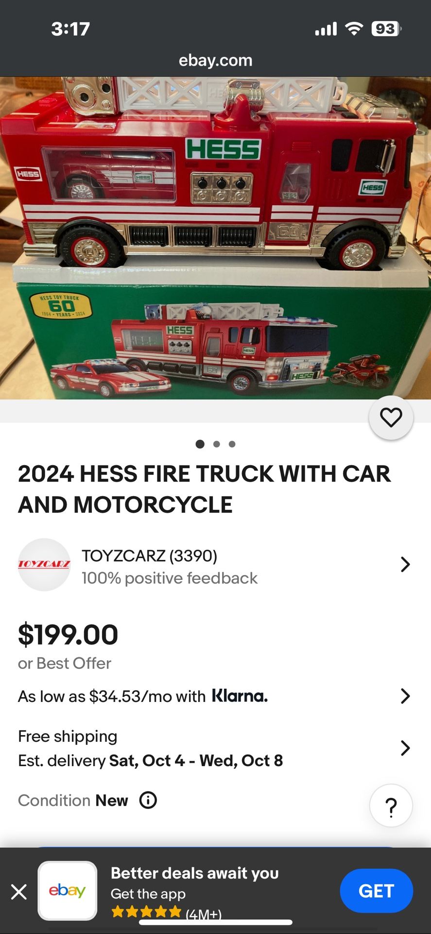 Hess Fire Truck with Car And Motorcycle
