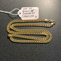 Slashed Price- 6mm x22” Cuban Link Gold Filled Chain