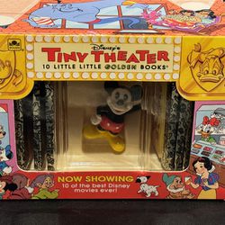  The product is a 1993 Disney's Tiny Theatre set that includes 10 Little Golden Books and a Mickey Mouse figure. The figure is part of the Mickey & Fr