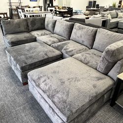 Gray Sofa Sectional Modular Set 