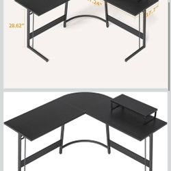 ❤️‍🔥 L-Shaped Corner Desk with Large Monitor Stand for Home Office Desk Office Desk Desk 120cm Black$50
