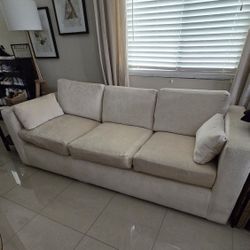 3 SEATER CREAM CHENILLE COUCH