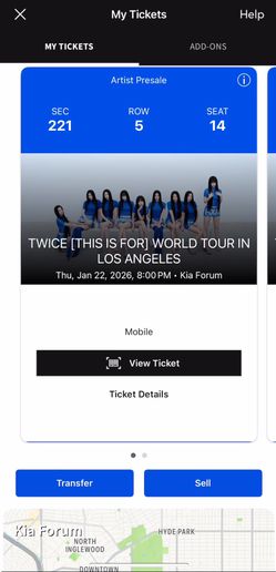 Twice Concert Ticket 1/22/25