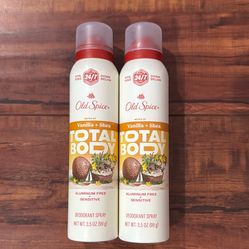 Old Spice TOTAL BODY ALUMINUM + SENSITIVE Deodorant Spray: Notes Of Vanilla + Shea Scent; 3.5 oz Each (2 For $18)