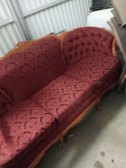 Victorian Style Tufted Sofa couch with matching chair