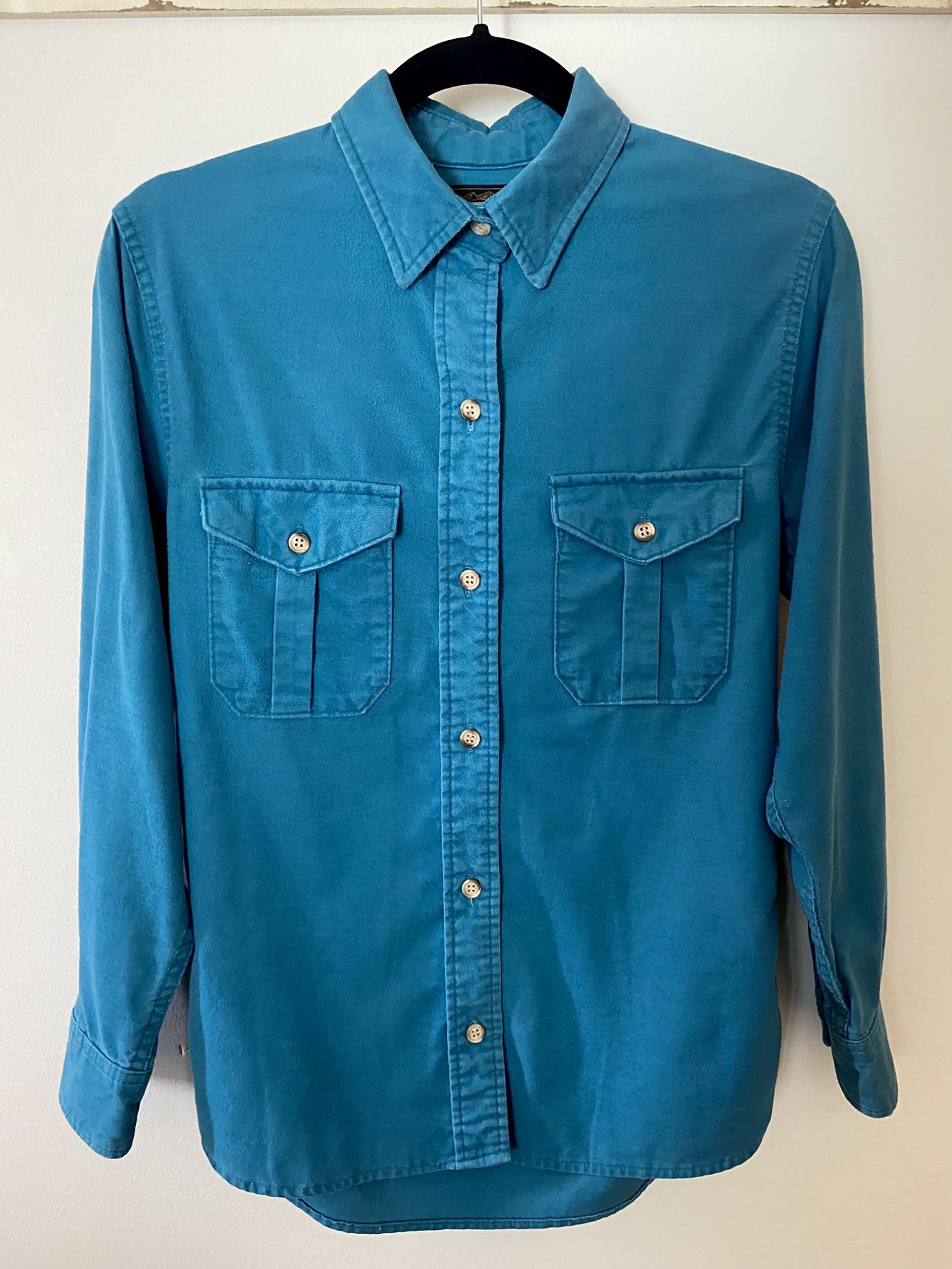 Vintage Eddie Bauer Flannel Shirt Womens Small Teal 100% Cotton