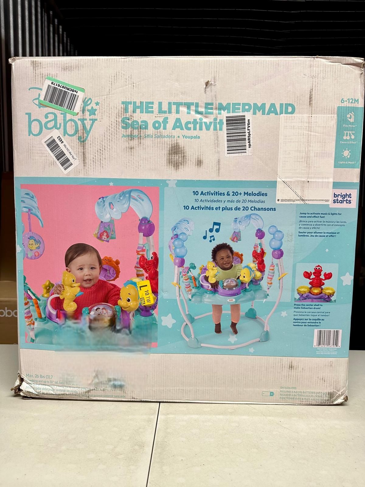 Open Box Disney Baby The Little Mermaid Sea of Activities Jumper with Lights, Music, and 10+ Toys