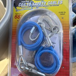 Roadmaster Single-hook Coiled Safety Cables #643. 6,000 Lb GVWR. USA