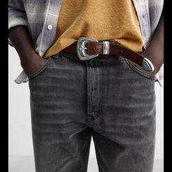 Men’s Zara Vintage Affect Leather Belt 