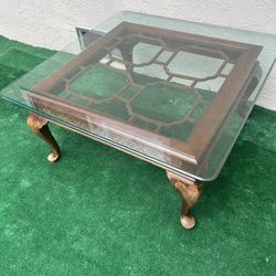 Wooden Table With Glass Top 