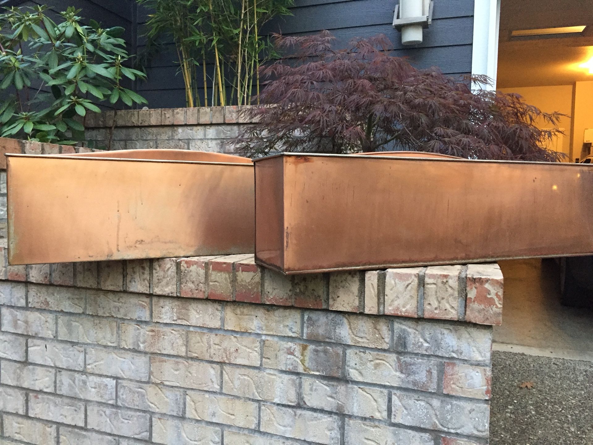 Smith and Hawken Large Rectangular Copper Planters