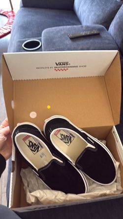 Vans Black White Slip Ons