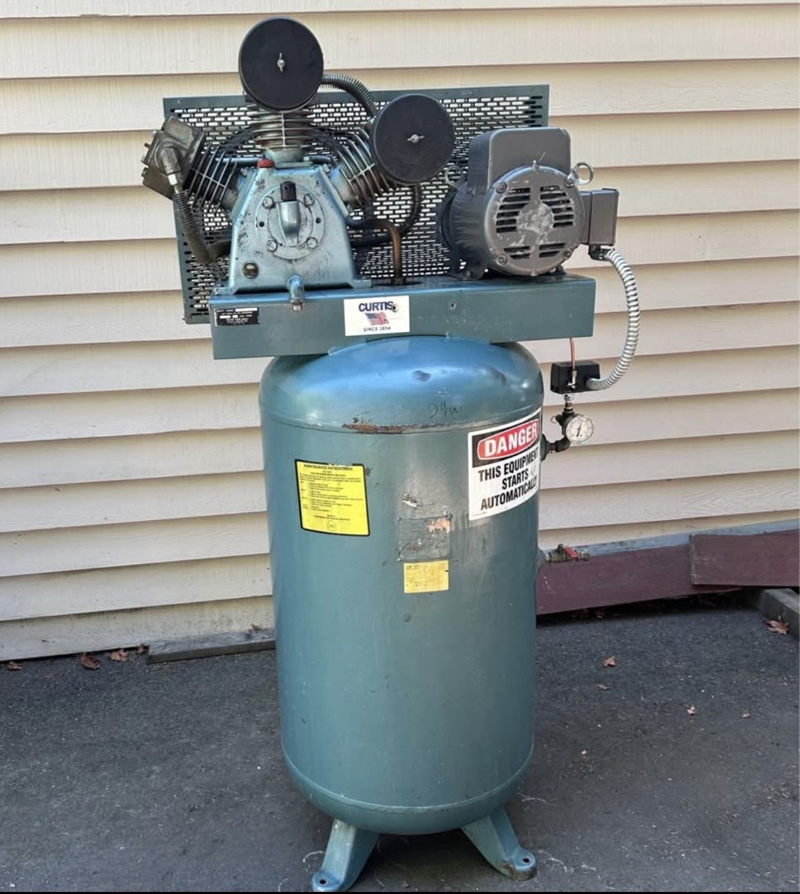 Curtis 80 gallon compressor, single phase 220v 5hp