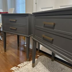 (2) Nightstands (Grey And Gold)