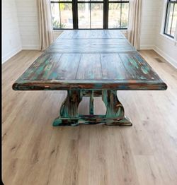 Rustic Coastal Farmhouse Trestle Dining Table