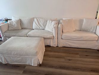 Crate & Barrel Sectional Sofa with Ottoman