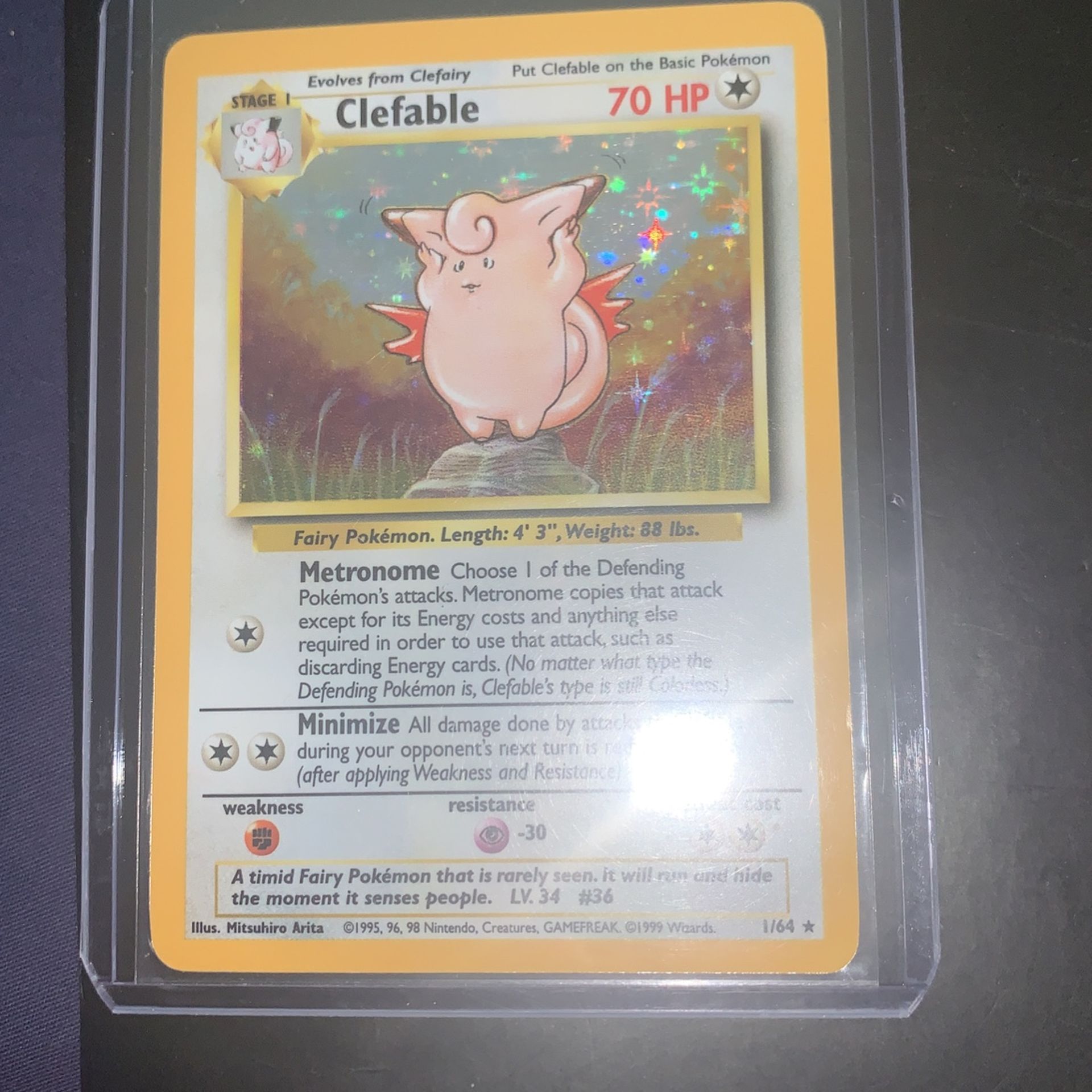 Clefable Holo Error Pokemon Card