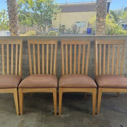 Set of 4 Solid Oak Wood Dining Chairs 