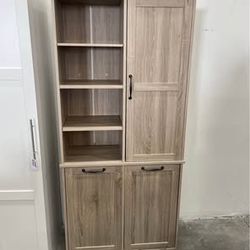 CHIPPED Assembled New Cabinet with Tilt-Out Laundry Hamper Basket Tall Bathroom Storage Organizer