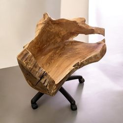 Teakroot Solid Piece On The Wheels Office Chair 