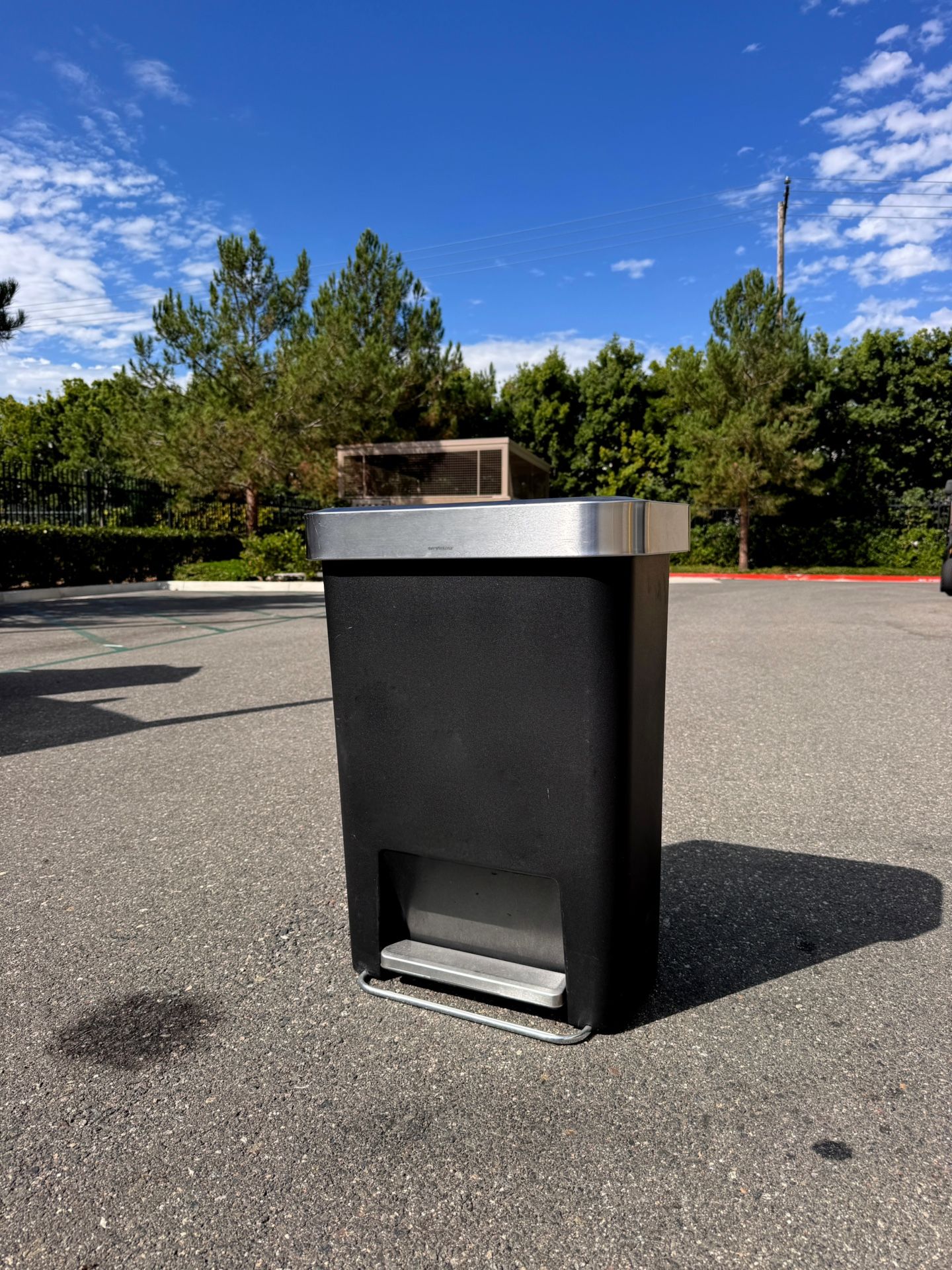 simplehuman 45 Liter / 12 Gallon Rectangular Kitchen Step Trash Can with Soft-Close Lid, Black Plastic