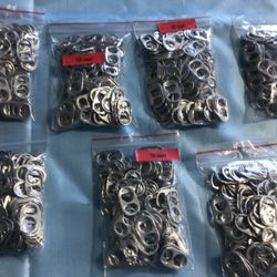 Pull Tabs Silver For Crafts 1 Bag Has 100 Tabs  $10.00 Each Bag  8 Bags Left