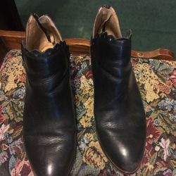 Black genuine leather ladies ankle booties 7.5