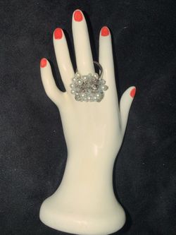 Guess faux and rhinestone cluster ring
